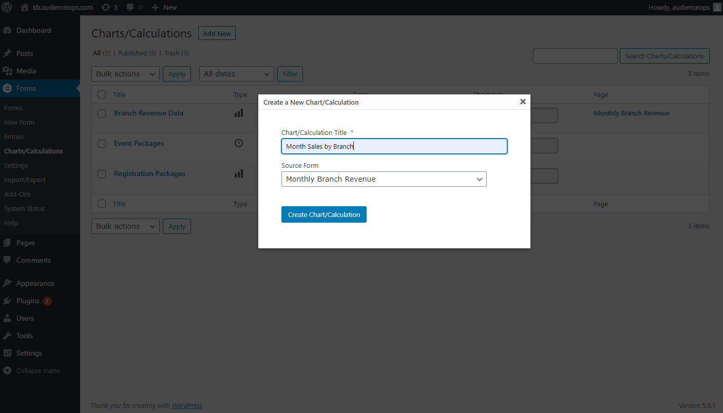 name chart and select form