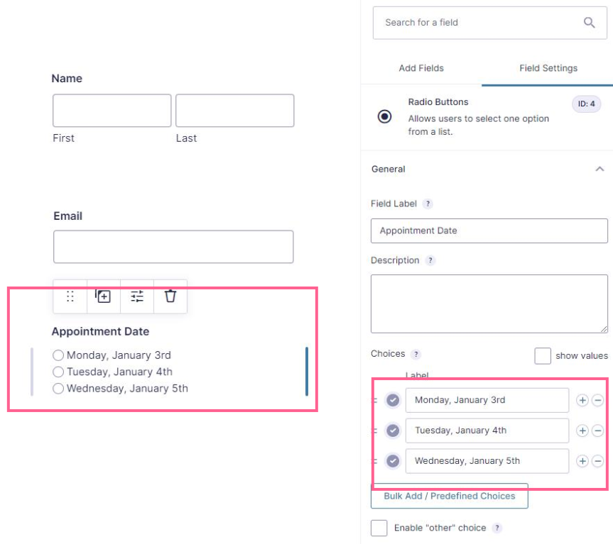 Add a dropdown for date selection